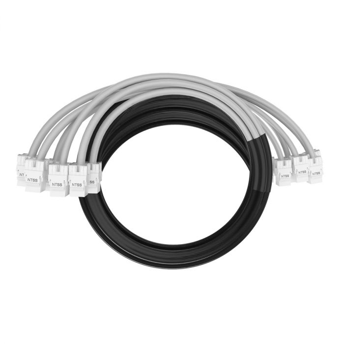 Кабельная сборка NTSS PREMIUM 6pc, UTP CAT6A, оконцована разъемами KEYSTONE RJ45 UTP CAT6A, заделка в чулке, вывод 0.6м, длина 18м, LSZH, серый