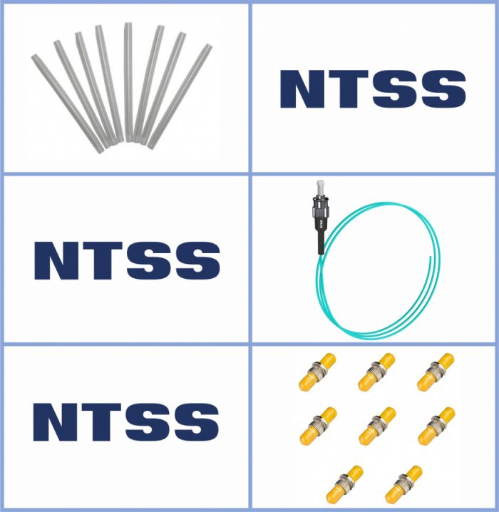 Кросс NTSS оптический настенный Микро, укомплектованный, 4 порта ST/UPC, 50/125 мкм ОМ3 (сплошная панель, ложемент, пигтейлы, КДЗС, адаптеры) серый RAL 7035