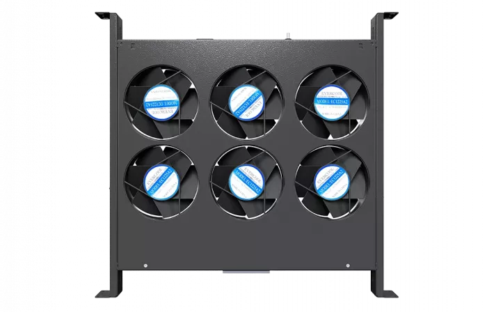 Вентиляторный модуль , 6 вентиляторов с цифровым термореле ВМ-6-19"-Т-2-Ч черный ССД