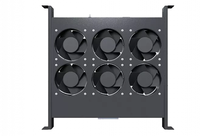 Вентиляторный модуль , 6 вентиляторов с цифровым термореле ВМ-6-19"-Т-2-Ч черный ССД