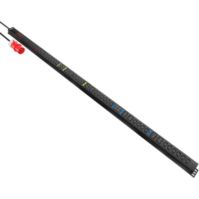 Блок распр.питания NTSS, Basic, 3ф32А, 22кВт, 6 гидр.авт., (30)С13, (12)С19, сталь, 3м каб., вил. IEC 60309