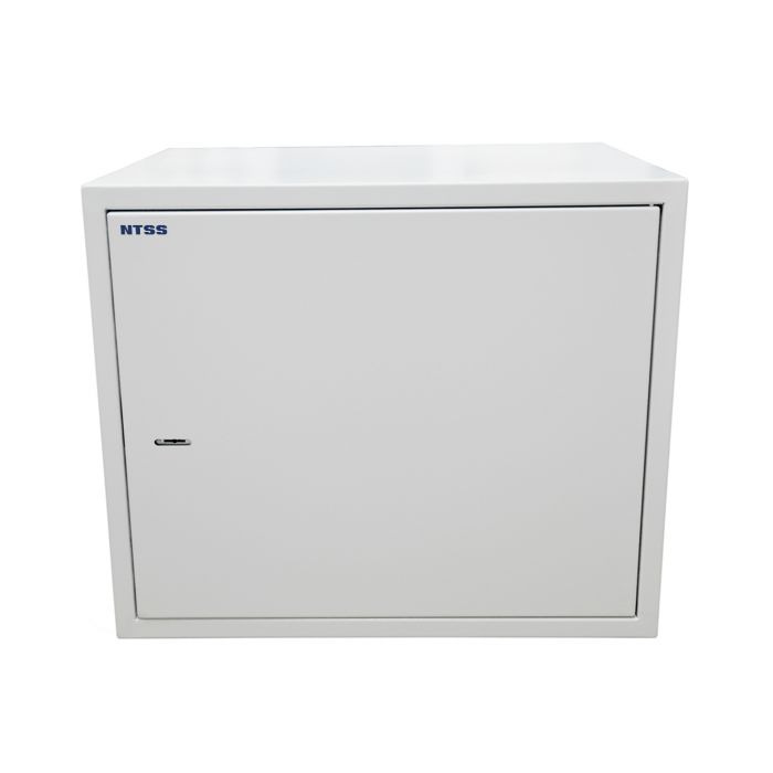 Шкаф настенный антивандальный распашной NTSS WAR 10U 600×500мм, 2 профиля 19, сварной, серый RAL 7035