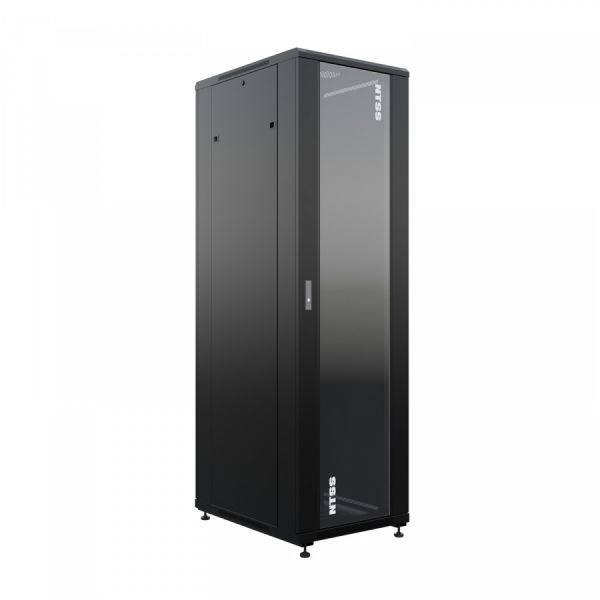 Шкаф напольный универсальный серверный NTSS R 32U 600х800мм, 4 профиля 19, двери стекло и сплошная металл, боковые стенки съемные, регулируемые опоры, разобранный, черный RAL 9005