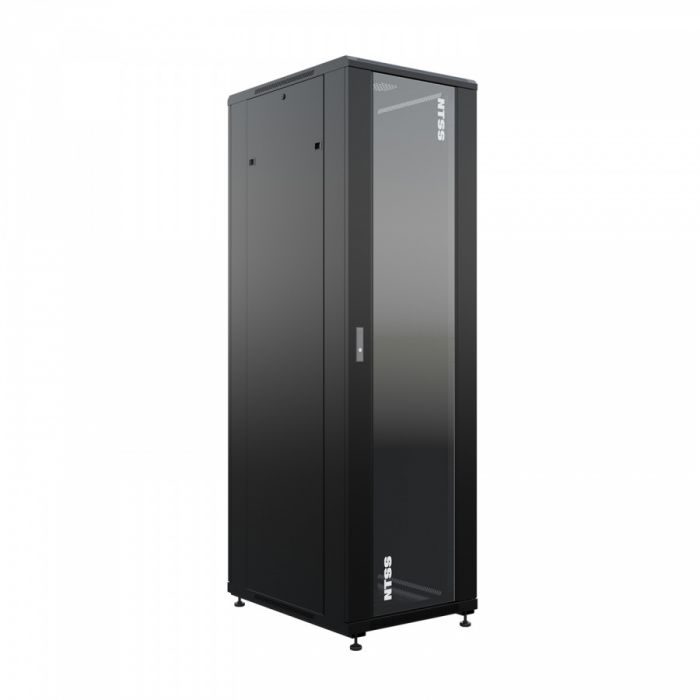 Шкаф напольный универсальный серверный NTSS R 32U 600х800мм, 4 профиля 19, двери стекло и сплошная металл, боковые стенки съемные, регулируемые опоры, разобранный, черный RAL 9005