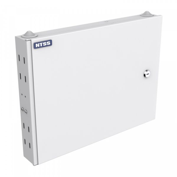 Кросс NTSS оптический настенный, укомплектованный, 16 портов LC/UPC duplex, 50/125 мкм ОМ3 (планки, сплайс-кассета, пигтейлы, КДЗС, адаптеры) серый RAL 7035