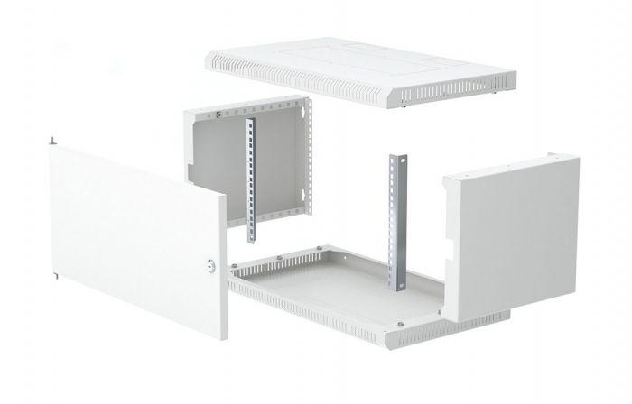 Шкаф телекоммуникационный настенный разборный 19”,6U(600x650), ШТ-НСр-6U-600-650-М дверь металл ССД