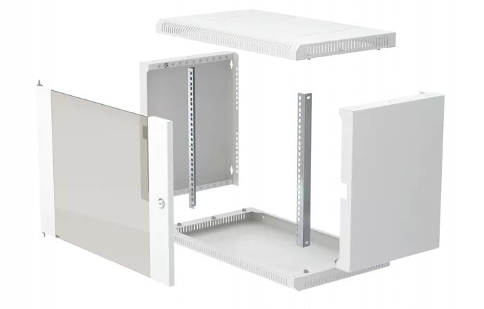 Шкаф телекоммуникационный настенный разборный 19”,12U(600x450), ШТ-НСр-12U-600-450-С дверь стекло ССД