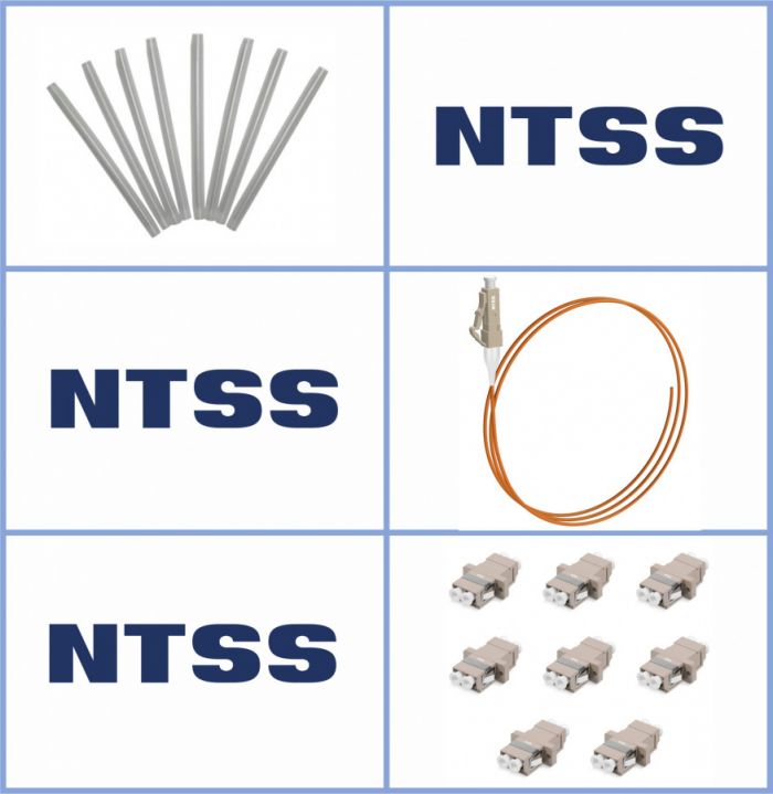 Кросс NTSS оптический настенный Мини, укомплектованный, 8 портов LC/UPC duplex, 62.5/125 мкм (сплошная панель, ложемент, пигтейлы, КДЗС, адаптеры) серый RAL 7035