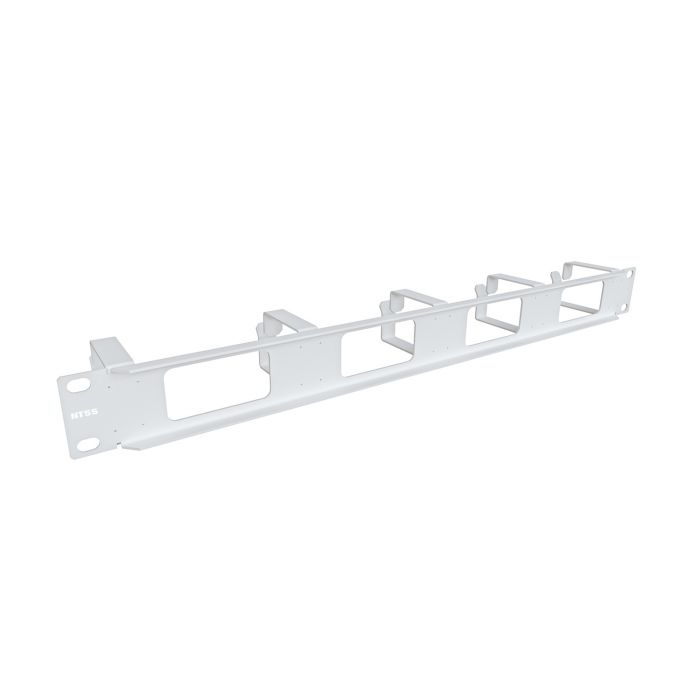 Организатор кабельный горизонтальный NTSS, крепление 19 1U с окошками, 5 колец глубиной 65мм, металл, серый RAL 7035