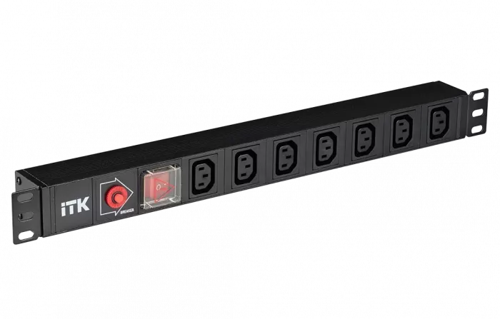 PDU 7 розеток C13, с выкл. и защ. от перенапр, без шнура