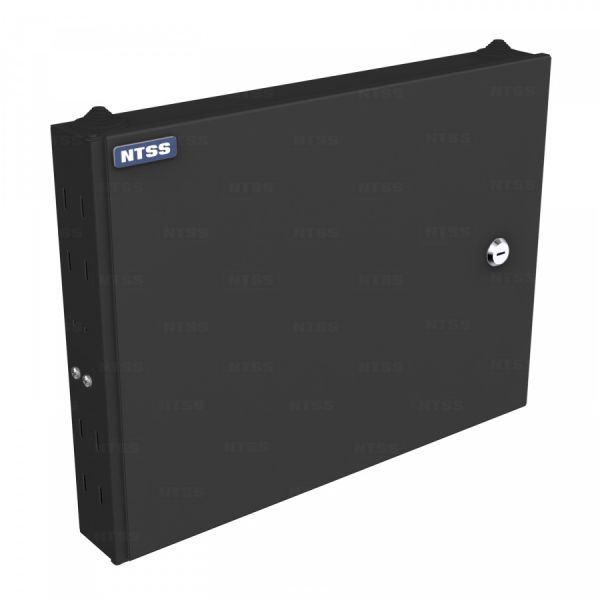  Кросс NTSS оптический настенный частично укомплектованный 16 портов SC/LC duplex (планка SC/2LC-2шт, сплайс-кассета-1шт) черный RAL 9005