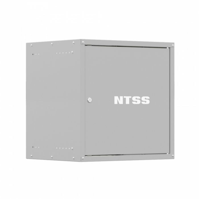 Шкаф настенный телекоммуникационный NTSS LIME 12U 550х600х635мм, 2 профиля 19, дверь сплошная металл, боковые стенки несъемные, разобранный, серый RAL 7035