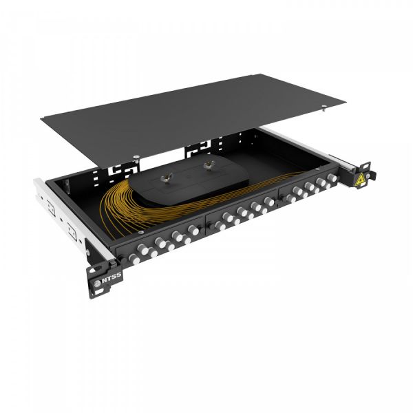 Кросс 19" NTSS PREMIUM выдвижной, предсобранный 1U, 8 портов FC/UPC, 9/125 мкм, черный