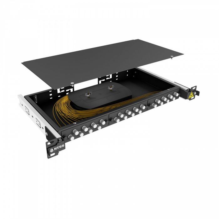 Кросс 19" NTSS PREMIUM выдвижной, предсобранный 1U, 8 портов FC/UPC, 9/125 мкм, черный