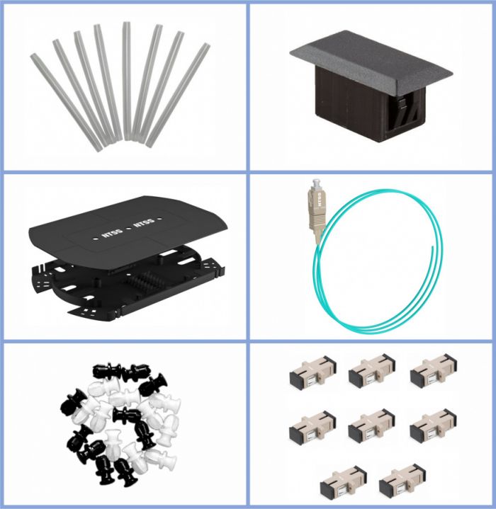 Кросс NTSS оптический настенный, укомплектованный, 96 портов SC/UPC, 50/125 мкм ОМ3 (планки, сплайс-кассета 3шт, пигтейлы, КДЗС, адаптеры) серый RAL 7035