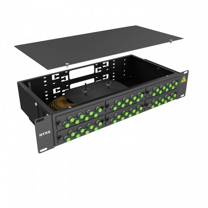 Кросс 19" NTSS PREMIUM, предсобранный 2U, 32 порта FC/APC, 9/125 мкм, черный