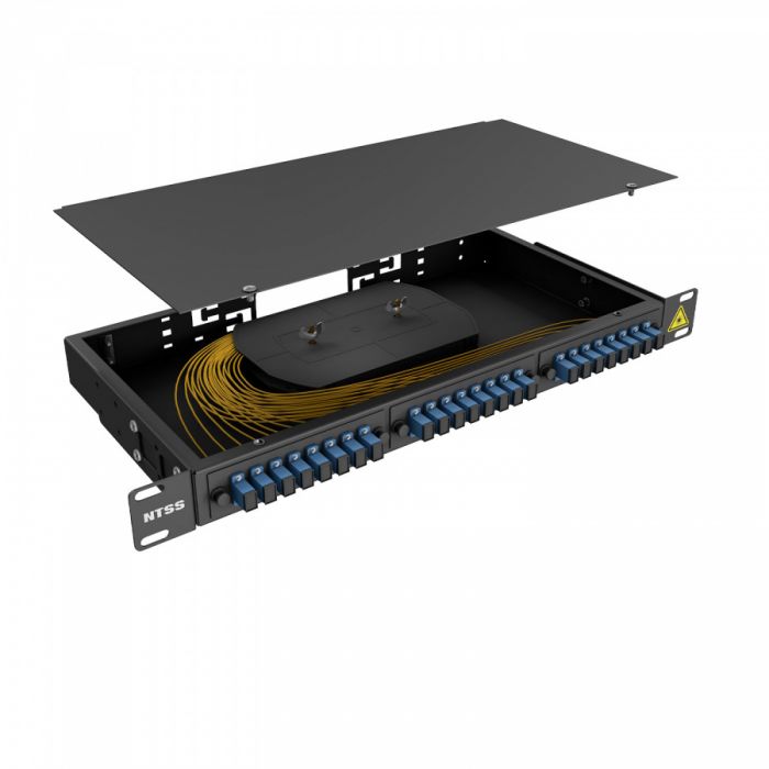 Кросс 19" NTSS PREMIUM, предсобранный 1U, 16 портов SC/UPC, 9/125 мкм, черный