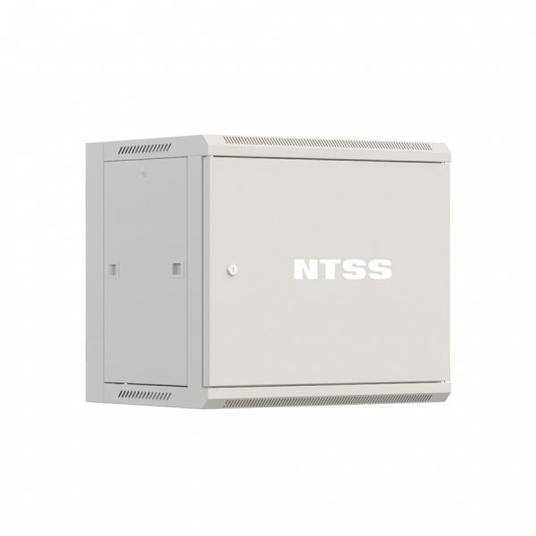 Шкаф настенный телекоммуникационный NTSS W 12U 600х600х635мм, 2 профиля 19, дверь сплошная металл, боковые стенки съемные, разобранный, серый RAL 7035