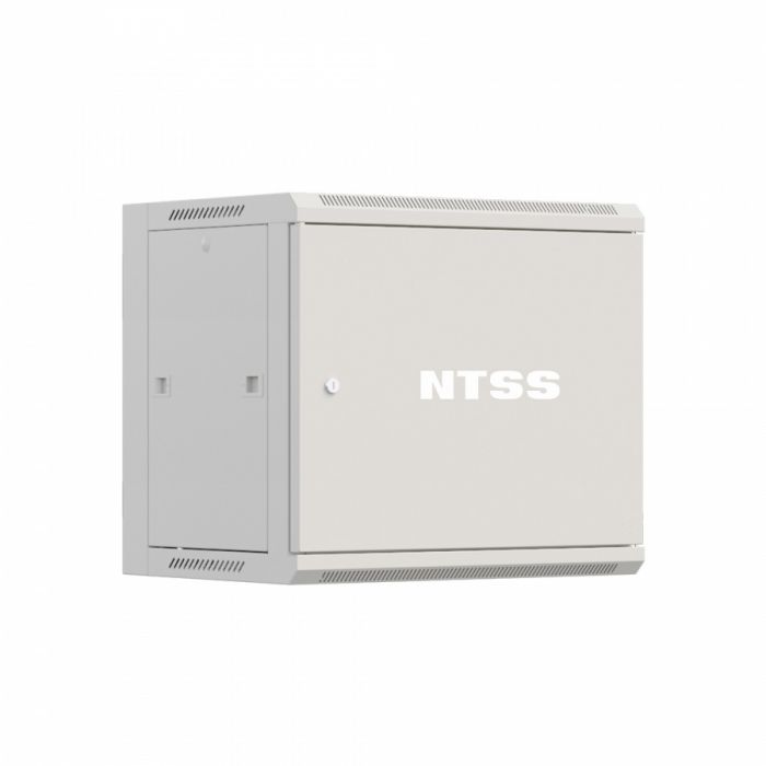 Шкаф настенный телекоммуникационный NTSS W 12U 600х600х635мм, 2 профиля 19, дверь сплошная металл, боковые стенки съемные, разобранный, серый RAL 7035