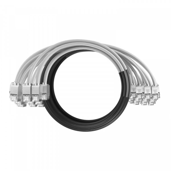 Кабельная сборка NTSS PREMIUM 24pc, U/FTP CAT6A, оконцована разъемами KEYSTONE RJ45 FTP CAT6A, заделка в чулке, вывод 0.6м, длина 4м, LSZH, серый