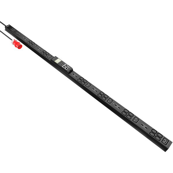 Блок распределения питания NTSS Managed, 3ф32А, 22кВт, 3 автоматических выключателя, (24)С13, (6)С19, 3м кабель с вилкой IEC 60309, 1776х65х65 мм