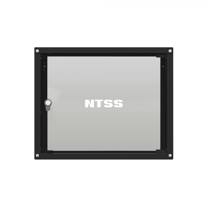 Шкаф настенный телекоммуникационный NTSS LIME 15U 550х450х770мм, 2 профиля 19, дверь стеклянная, боковые стенки несъемные, разобранный, черный RAL 9005