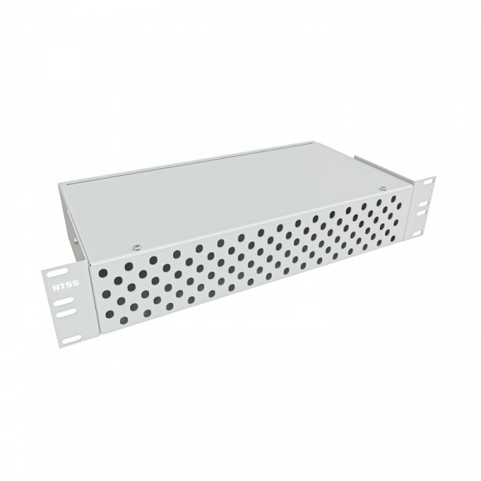 Кросс NTSS оптический 19'' укомплектованный 2U, 96 портов FC/UPC, 50/125 мкм ОМ3 (сплошная панель, сплайс-кассета 3шт, пигтейлы, КДЗС, адаптеры) серый RAL 7035