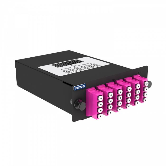 Кассета кроссовая NTSS PREMIUM 1 разъем MTP/UPC (male) 50/125 OМ4, на 24 LC/UPС (6 QLC/UPC), полярность АF, черный