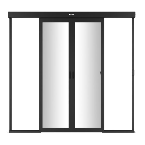 Дверной блок системы изоляции NTSS 42U, с двумя автоматическими дверями, 48U, стекло, для коридора шириной 1200 мм, СКУД, 4 RFID карты, RAL 9005 чёрный