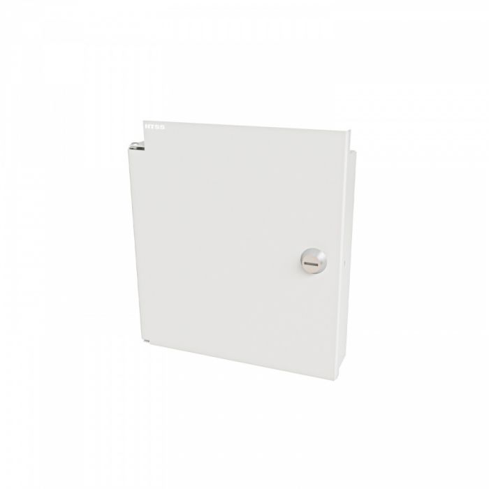 Кросс NTSS оптический настенный Мини, укомплектованный, 8 портов LC/UPC duplex, 50/125 мкм (планка, ложемент, пигтейлы, КДЗС, адаптеры) серый RAL 7035