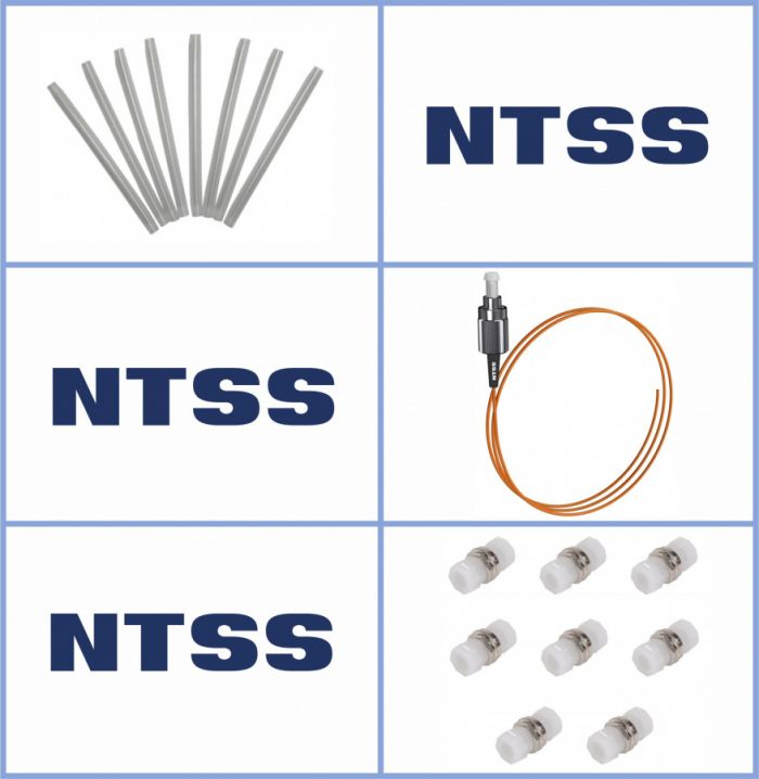 Кросс NTSS оптический настенный Микро, укомплектованный, 8 портов FC/UPC, 50/125 мкм (сплошная панель, ложемент, пигтейлы, КДЗС, адаптеры) серый RAL 7035
