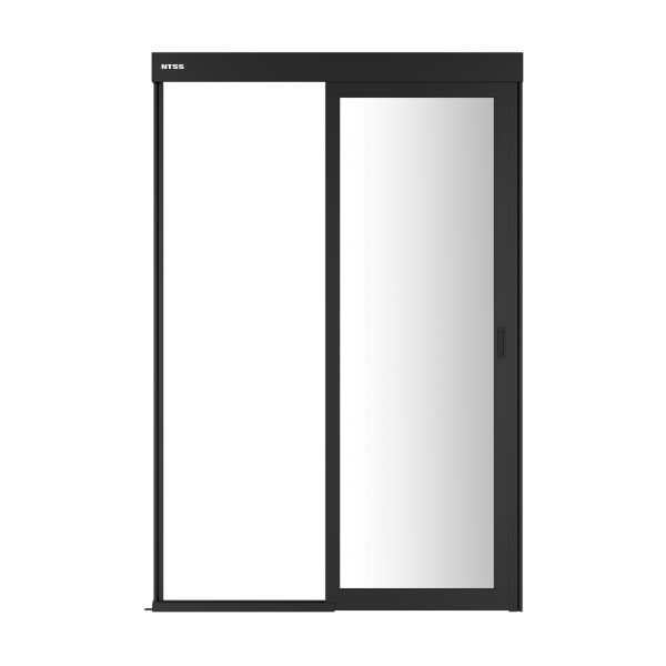 Дверной блок системы изоляции NTSS 48U, с одной механической дверью, стекло, с замком,  для коридора без правого ряда шириной 800 мм, RAL 9005 чёрный