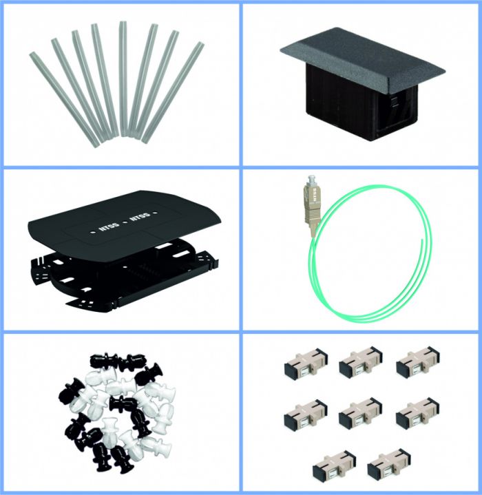Кросс NTSS оптический 19'' укомплектованный 2U, 32 порта SC/UPC, 50/125 мкм ОМ3 (планки, сплайс-кассета, пигтейлы, КДЗС, адаптеры) черный RAL 9005