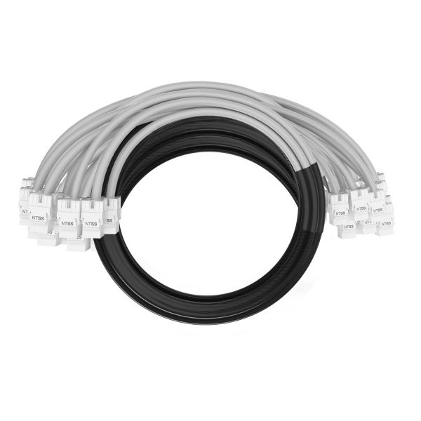 Кабельная сборка NTSS PREMIUM 24pc, UTP CAT5e, оконцована разъемами KEYSTONE RJ45 UTP CAT5e, заделка в чулке, вывод 0.6м, длина 24м, LSZH, серый