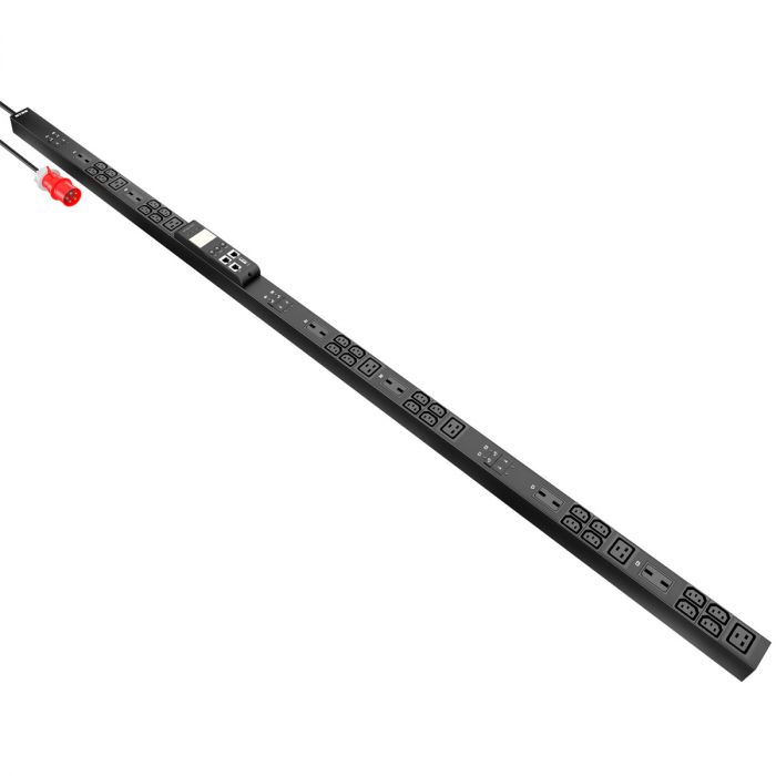 Блок распределения питания NTSS Metered Plus, 3ф32А, 22кВт, 6 автоматических выключателей, (24)С13, (6)С19, 3м кабель с вилкой IEC 60309