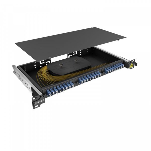 Кросс 19" NTSS PREMIUM выдвижной, предсобранный 1U, 16 портов LC/UPC duplex, 9/125 мкм, черный