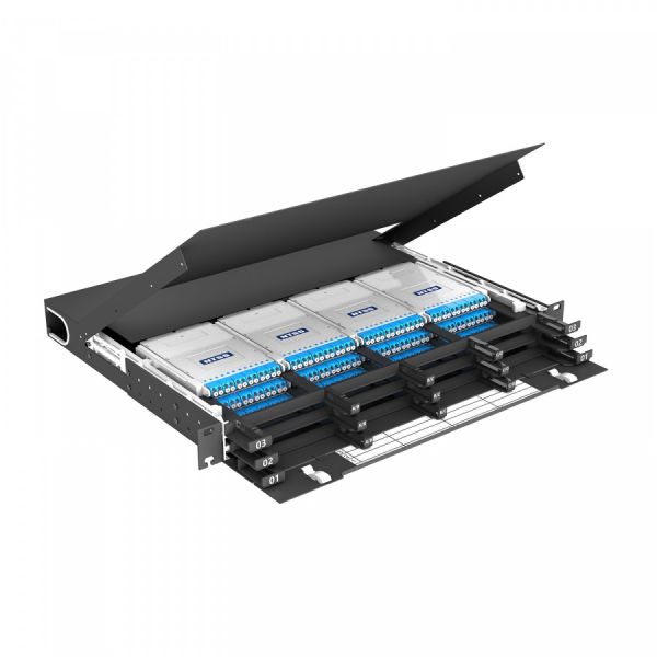 Кросс распределительный стоечный выдвижной 19” NTSS PREMIUM RRDC 1U, 12 CSM MTP кассет, черный