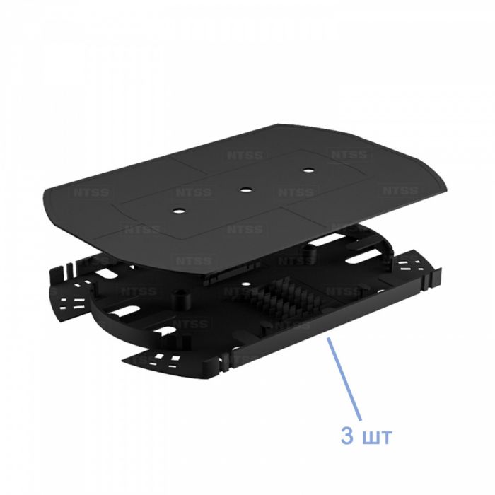  Кросс NTSS оптический настенный частично укомплектованный 48 портов 2LC (планка 2LC 24 порта - 2шт, сплайс-кассета-3шт) серый RAL 7035