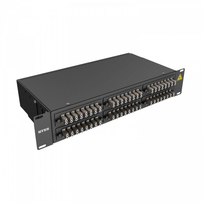 Кросс 19" NTSS PREMIUM, предсобранный 2U, 48 портов LC/UPC duplex, 50/125 мкм, черный (планки, сплайс-кассета 3шт, пигтейлы, КДЗС, адаптеры)