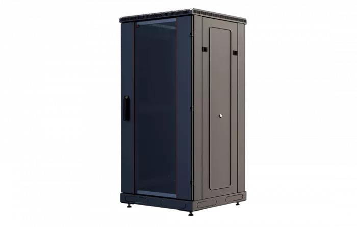 Шкаф телекоммуникационный напольный 19", 24U(800x1000), ШТ-НП-М-24U-800-1000-С-Ч, передняя дверь стекло, черный ССД