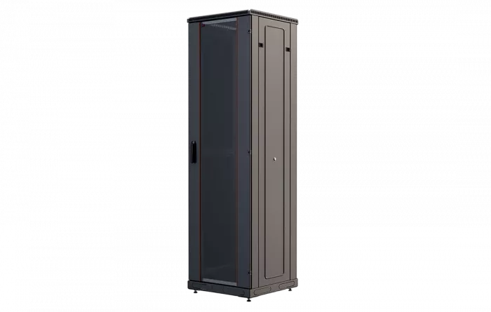 Шкаф телекоммуникационный напольный 19", 42U(800x1000), ШТ-НП-М-42U-800-1000-С-Ч, передняя дверь стекло, черный ССД