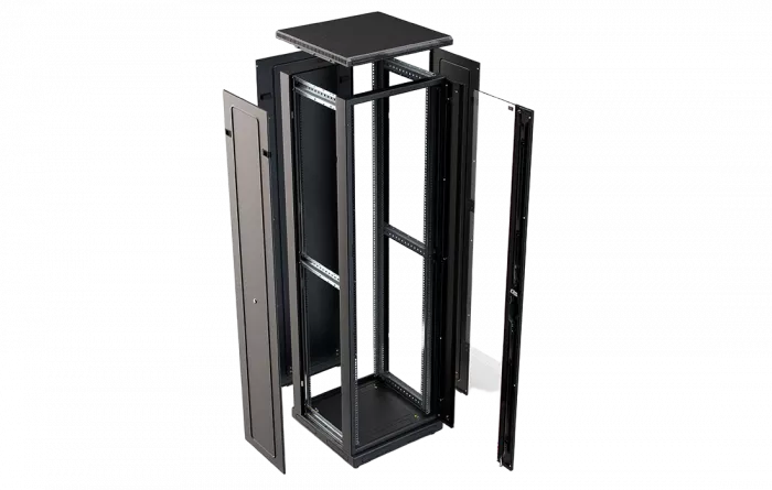 Шкаф телекоммуникационный напольный 19", 42U(800x1000), ШТ-НП-М-42U-800-1000-С-Ч, передняя дверь стекло, черный ССД