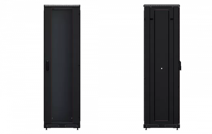 Шкаф телекоммуникационный напольный 19", 42U(800x1000), ШТ-НП-М-42U-800-1000-С-Ч, передняя дверь стекло, черный ССД