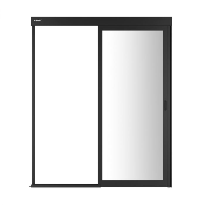 Дверной блок системы изоляции NTSS 48U, с одной механической дверью, стекло, для коридора без правого ряда шириной 1000 мм, RAL 9005 чёрный