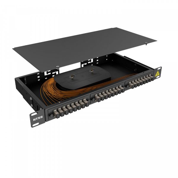 Кросс 19" NTSS PREMIUM, предсобранный 1U, 16 портов SC/UPC, 50/125 мкм, черный