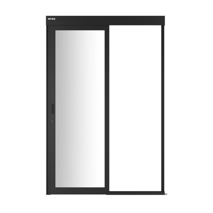 Дверной блок системы изоляции NTSS 48U, с одной механической дверью, стекло, с замком, для коридора без левого ряда шириной 800 мм, RAL 9005 чёрный