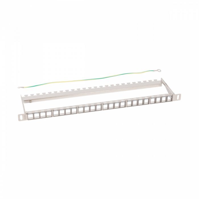 Наборная патч-панель NTSS PREMIUM 0.5U для 24 разъемов типа Keystone FTP, с задним кабельным органайзером