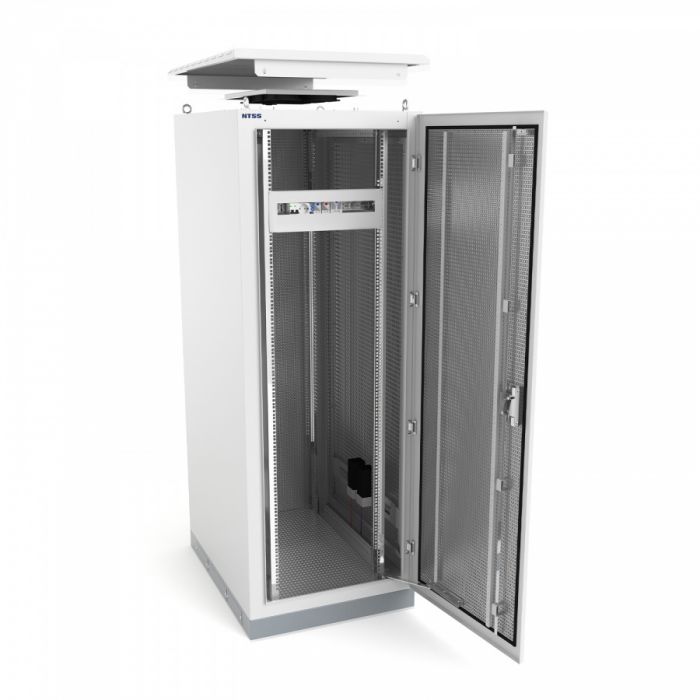 Шкаф напольный климатический NTSS RT 24U (ШхВхГ) 600x1440x800 мм, 4 профиля 19, с обогревом 250W и вентиляцией, IP55, серый RAL 7035