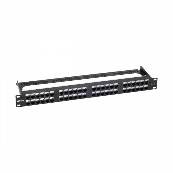 Патч-панель NTSS PREMIUM 1U 48 портов RJ45 UTP cat.6, AL, DUAL IDC, с органайзером, марк.1-3