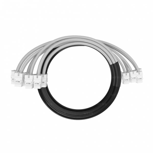 Кабельная сборка NTSS PREMIUM 6pc, UTP CAT6, оконцована разъемами KEYSTONE RJ45 UTP CAT6, заделка в чулке, вывод 0.6м, длина 4м, LSZH, серый